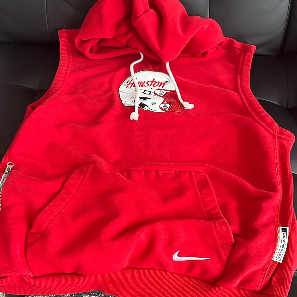Nike Red Sleeveless Hoodie with Houston Graphic